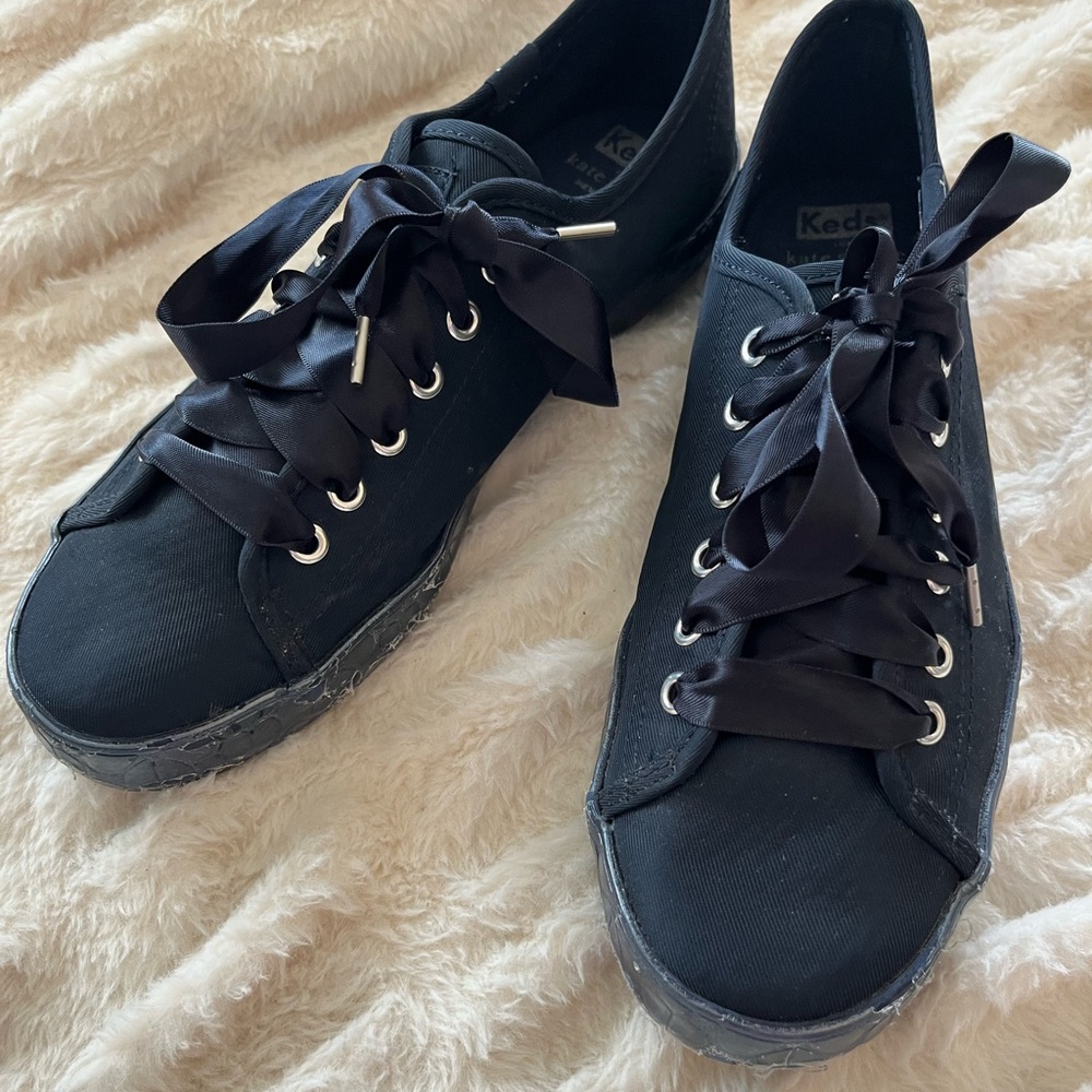 Keds  for Kate Spade  Black Women's Sneakers with Ribbon Laces size 8.5